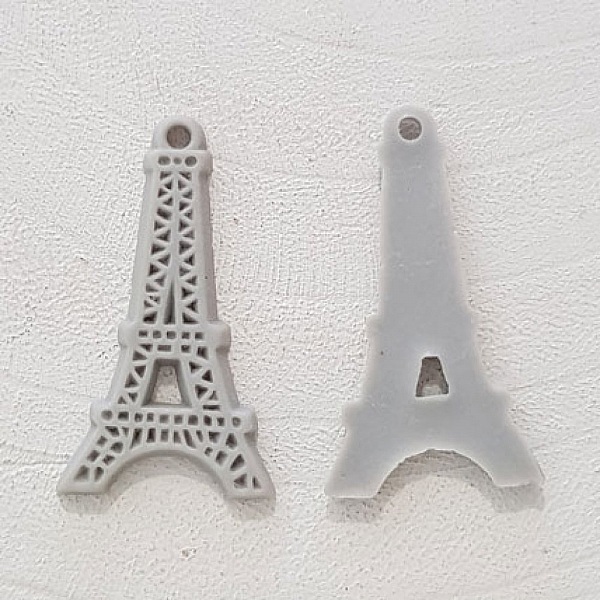 Breloque pendentif Tour Eiffel r&eacute;sine Gris