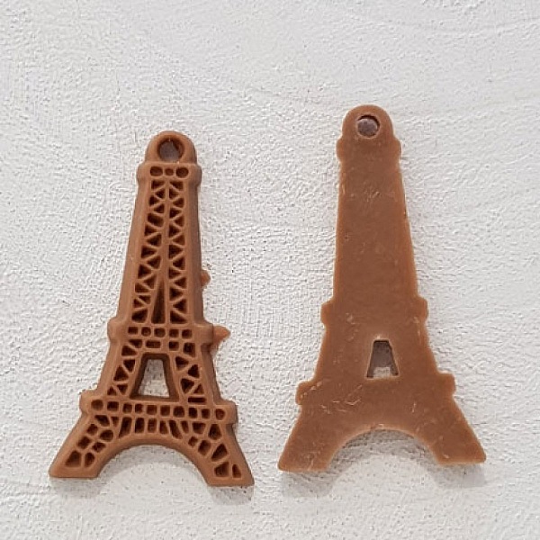 Breloque pendentif Tour Eiffel r&eacute;sine Marron
