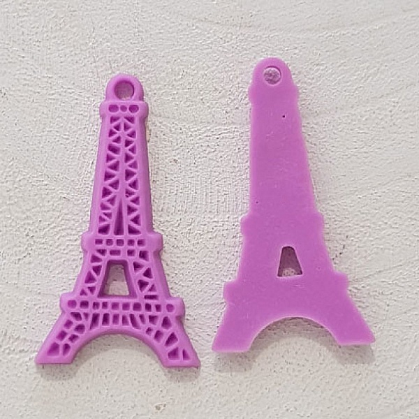 Breloque pendentif Tour Eiffel r&eacute;sine Violet
