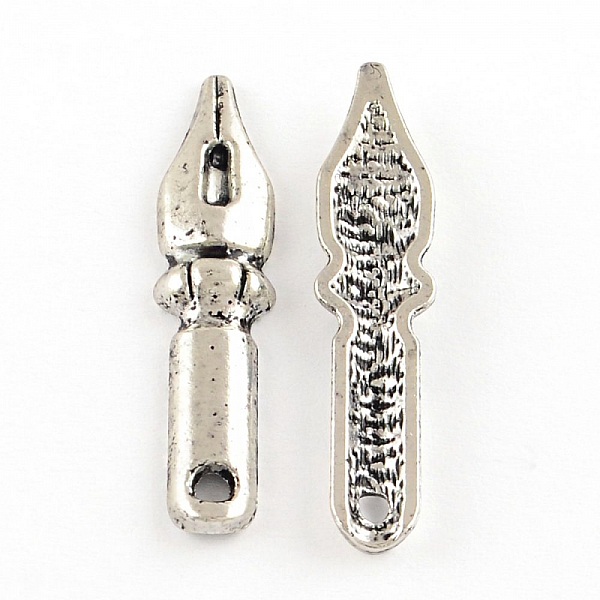 Breloque plume stylo &eacute;cole m&eacute;tal Argent&eacute;