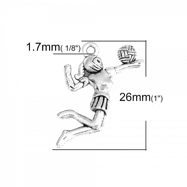 Breloque sport volley-ball argent N&deg;01
