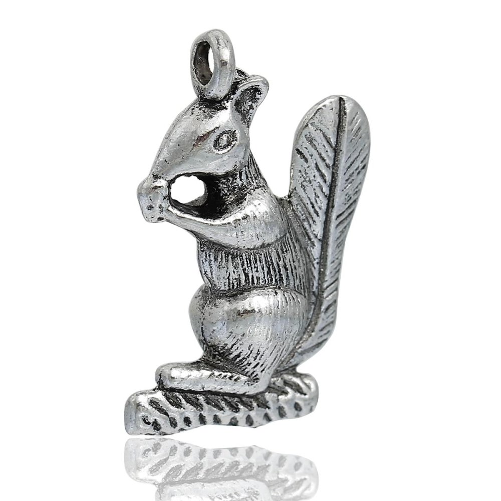 Breloque &eacute;cureuil 3D Argent N&deg;01 27 X 17 mm