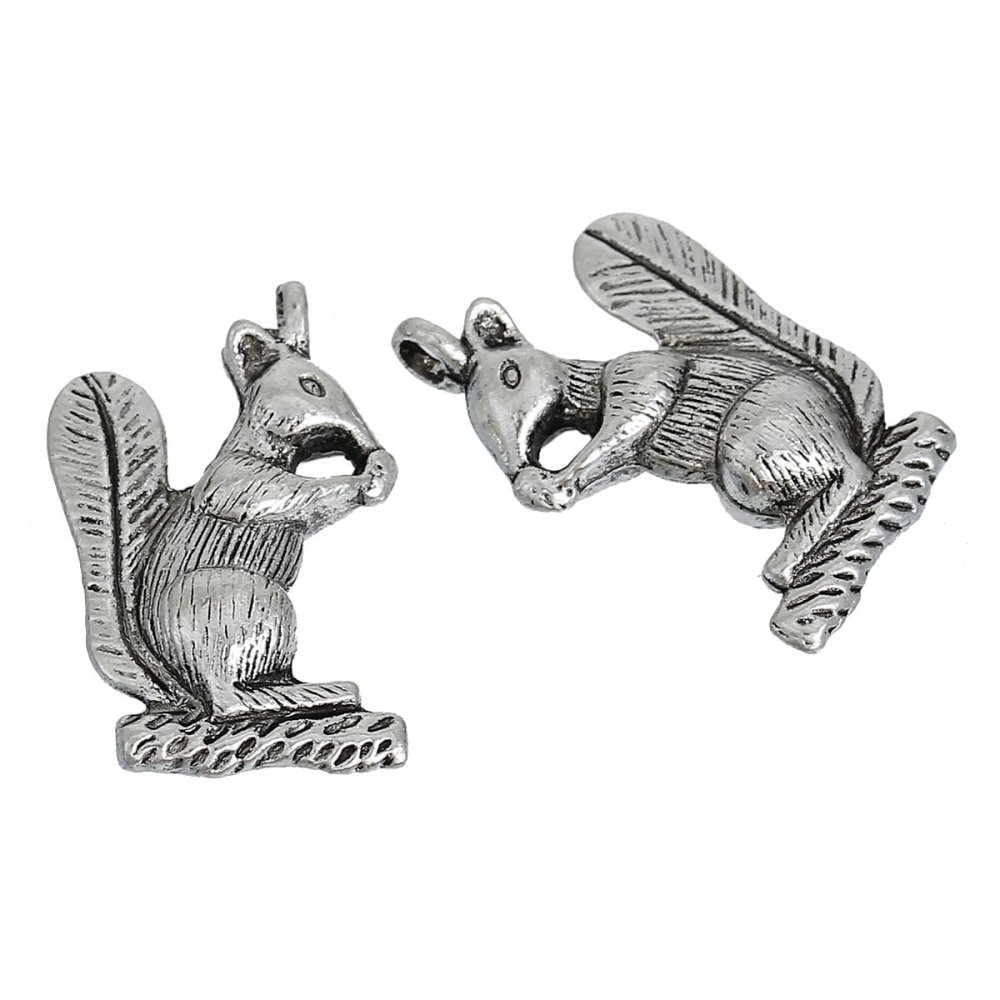 Breloque &eacute;cureuil 3D Argent N&deg;01 27 X 17 mm