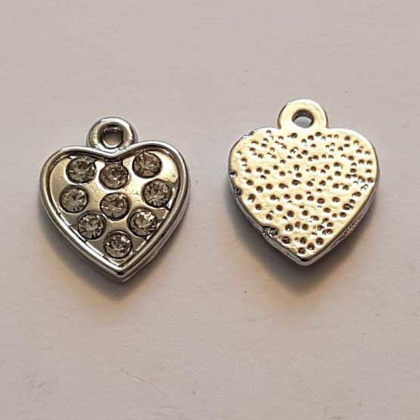 Breloques C&oelig;ur N&deg;73 Argent et Strass