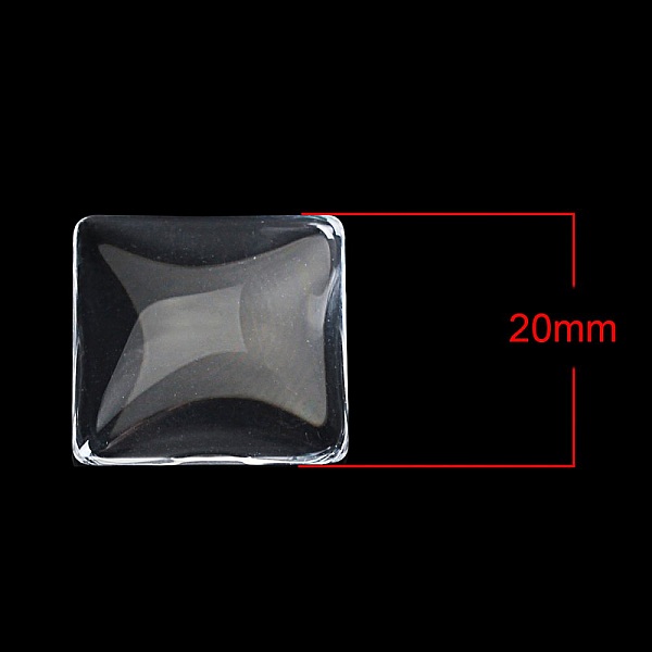Cabochon Carr&eacute; 20 x 20 mm en verre loupe transparent N&deg;27