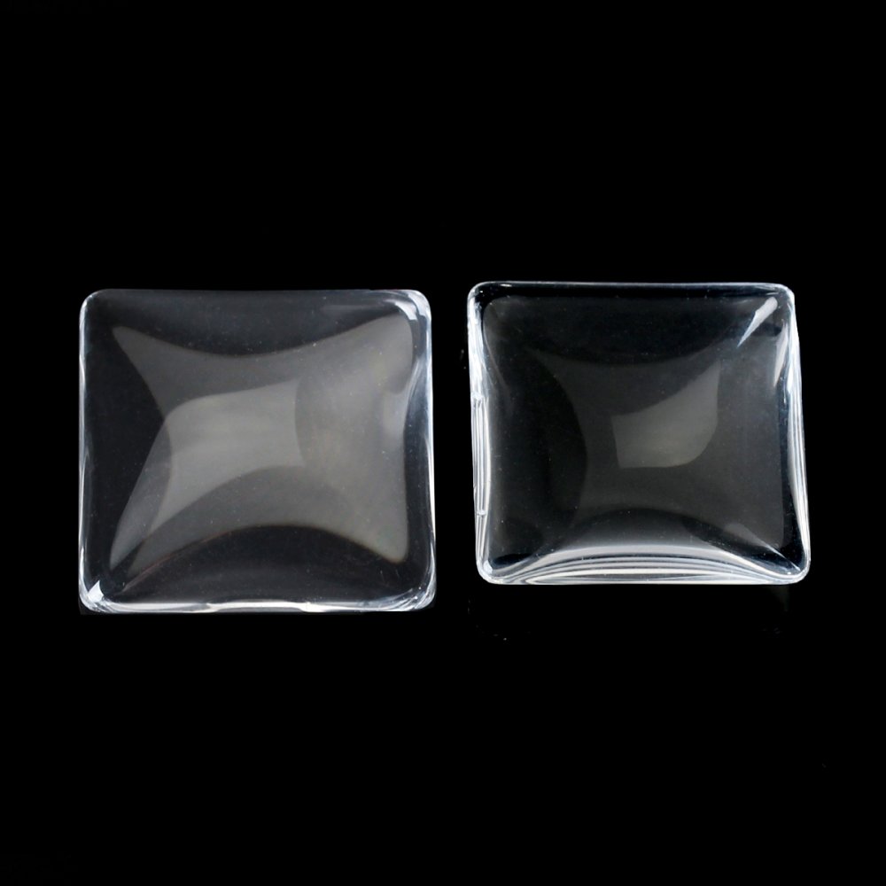 Cabochon Carr&eacute; 20 x 20 mm en verre loupe transparent N&deg;27