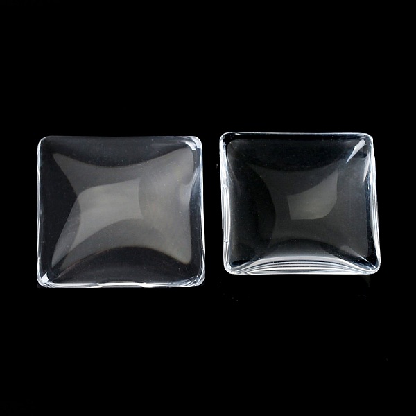 Cabochon Carr&eacute; 20 x 20 mm en verre loupe transparent N&deg;27