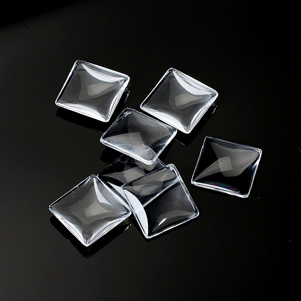 Cabochon Carr&eacute; 20 x 20 mm en verre loupe transparent N&deg;27
