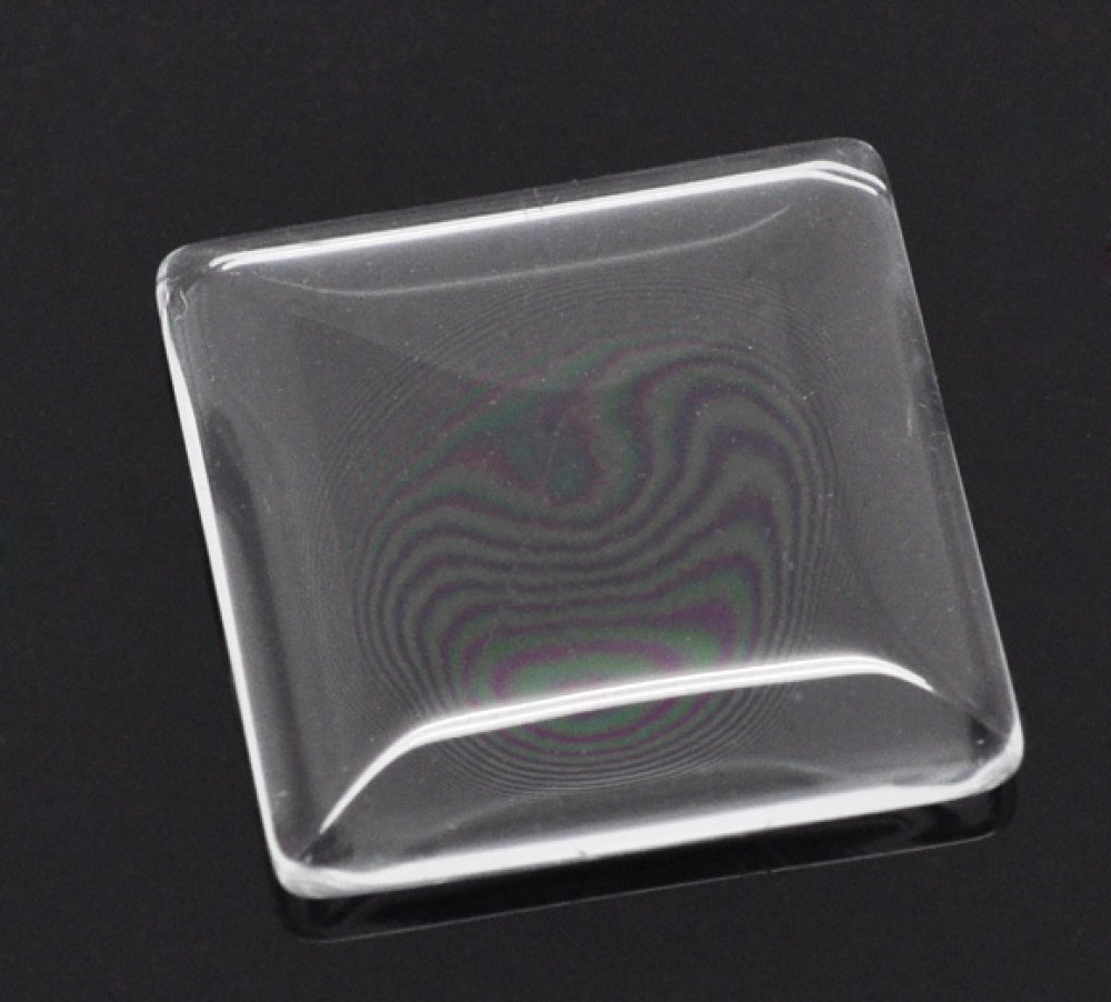 Cabochon Carr&eacute; 25 x 25 mm en verre loupe transparent N&deg;28