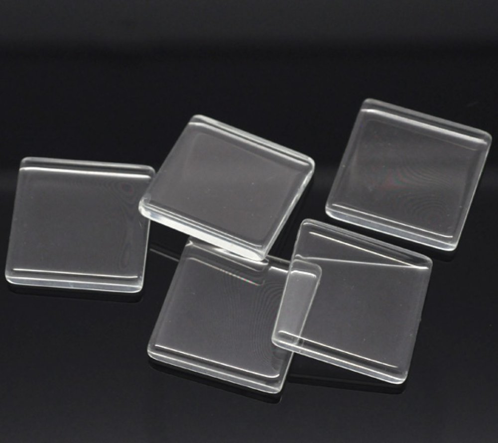 Cabochon Carr&eacute; 25 x 25 mm en verre Tuile transparent N&deg;29