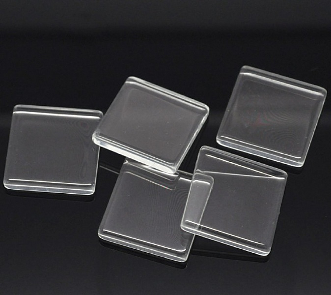 Cabochon Carr&eacute; 25 x 25 mm en verre Tuile transparent N&deg;29