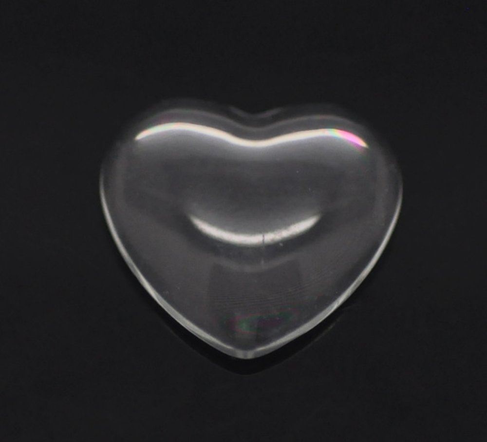 Cabochon Coeur 14 x 15 mm en verre loupe transparent N&deg;22