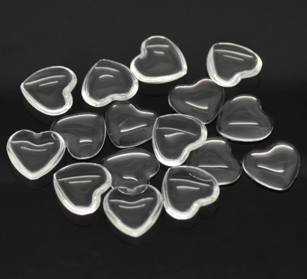 Cabochon Coeur 17 x 18 mm en verre loupe transparent N&deg;23