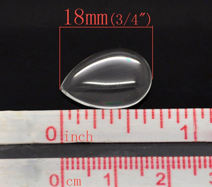 Cabochon Goutte 13 x 18 mm en verre loupe transparent N&deg;24