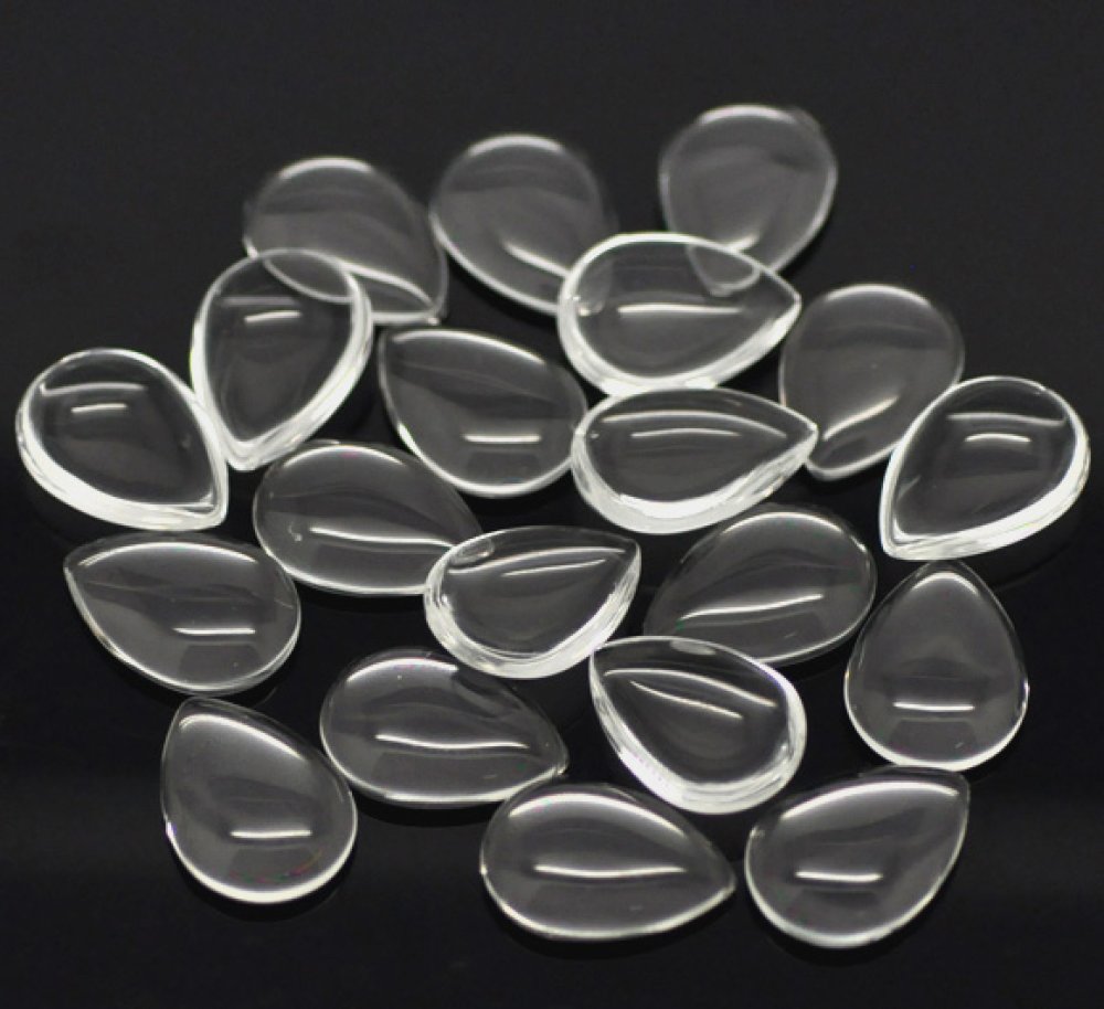 Cabochon Goutte 13 x 18 mm en verre loupe transparent N&deg;24