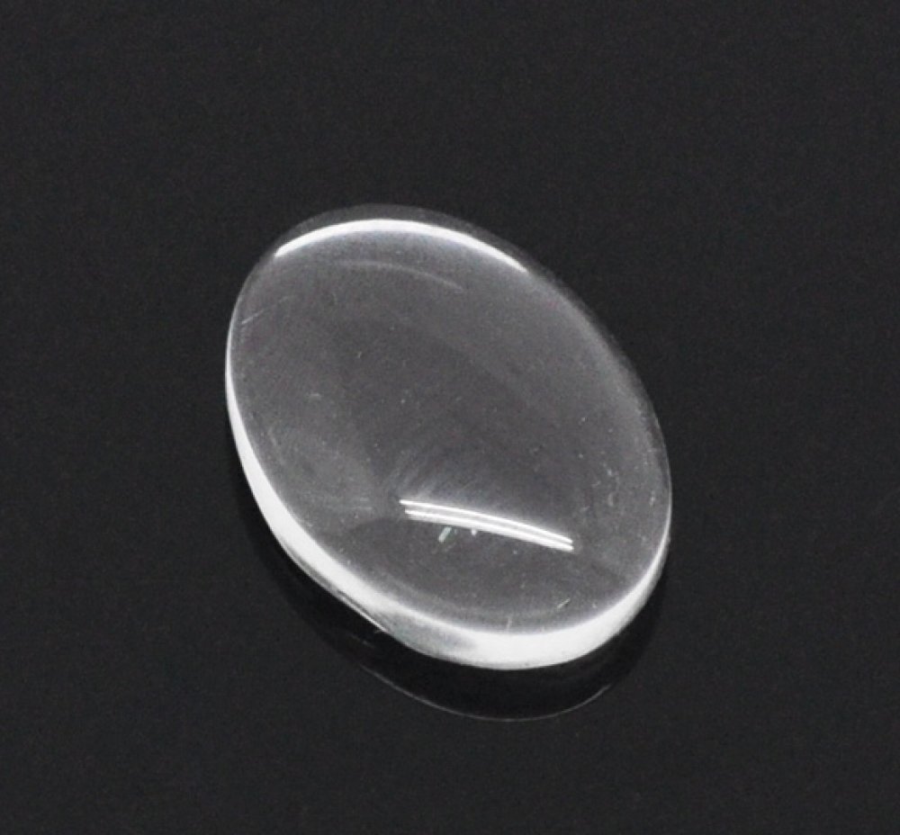 Cabochon Ovale 10 x 14 mm x 2 pi&egrave;ces en verre loupe transparent N&deg;16