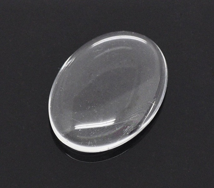 Cabochon Ovale 13 x 18 mm x 2 pi&egrave;ces en verre loupe transparent N&deg;17