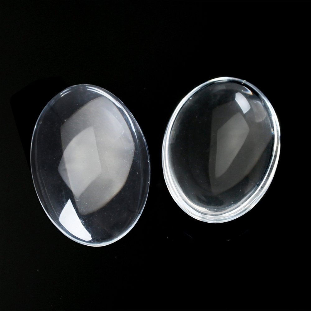 Cabochon Ovale 15 x 20 mm en verre loupe transparent N&deg;18 par 2 pi&egrave;ce