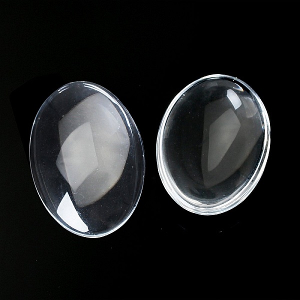 Cabochon Ovale 15 x 20 mm en verre loupe transparent N&deg;18 par 2 pi&egrave;ce