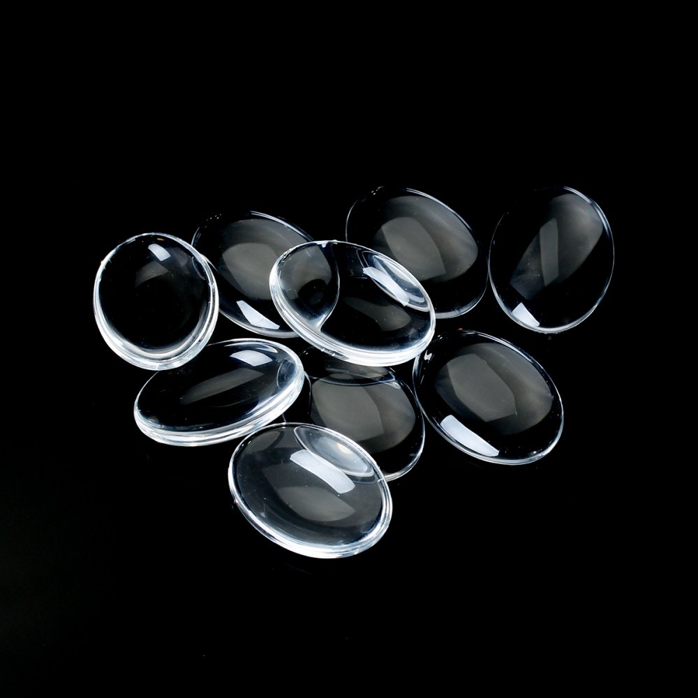 Cabochon Ovale 15 x 20 mm en verre loupe transparent N&deg;18 par 2 pi&egrave;ce