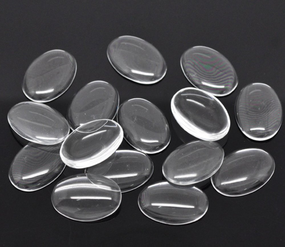 Cabochon Ovale 18 x 25 mm en verre loupe transparent N&deg;19