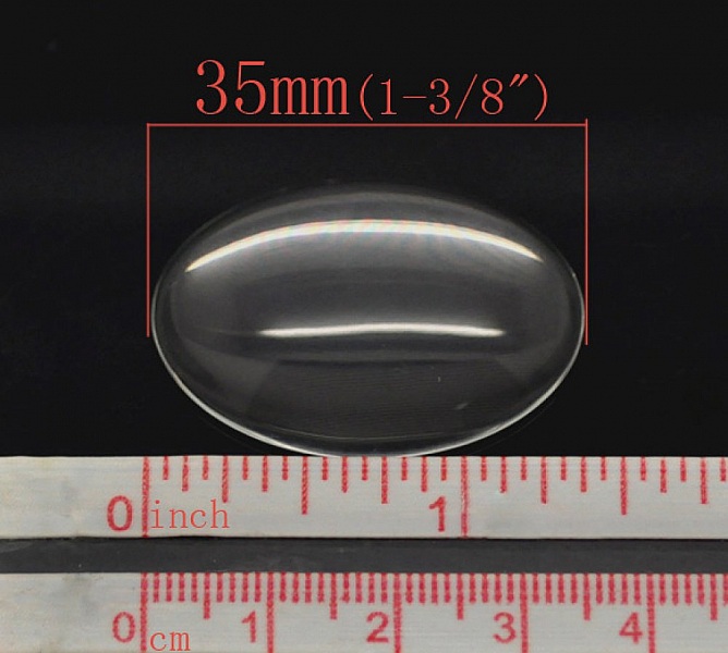 Cabochon Ovale 25 x 35 mm en verre loupe transparent N&deg;20