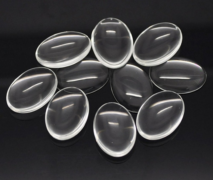 Cabochon Ovale 25 x 35 mm en verre loupe transparent N&deg;20