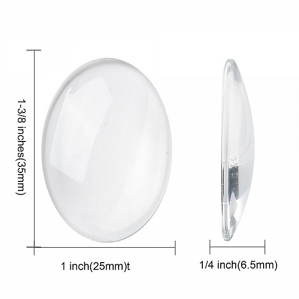 Cabochon Ovale 25 x 35 mm en verre loupe transparent N&deg;20