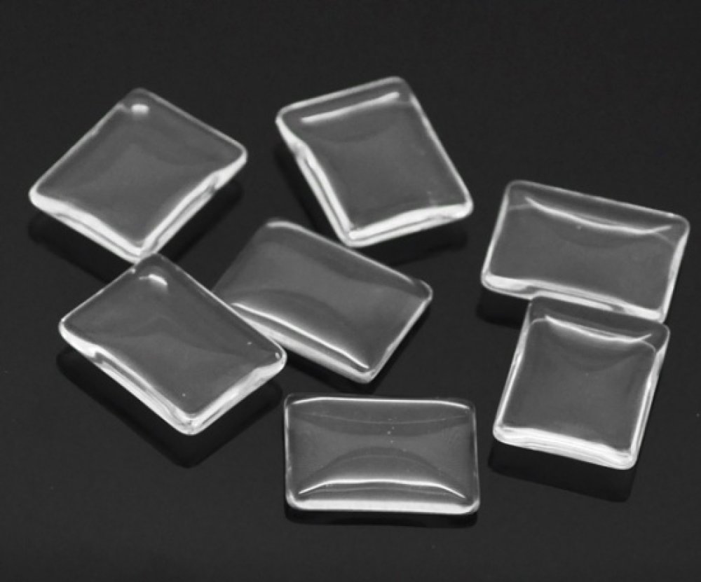 Cabochon Rectangle 18 x 25 mm en verre loupe transparent N&deg;29