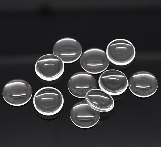 Cabochon Rond 10 mm en verre loupe transparent N&deg;02