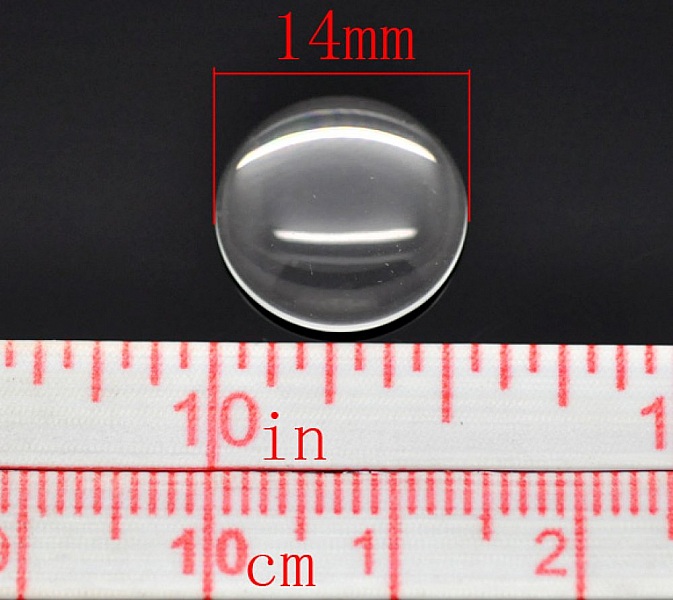 Cabochon Rond 14 mm en verre loupe transparent N&deg;04