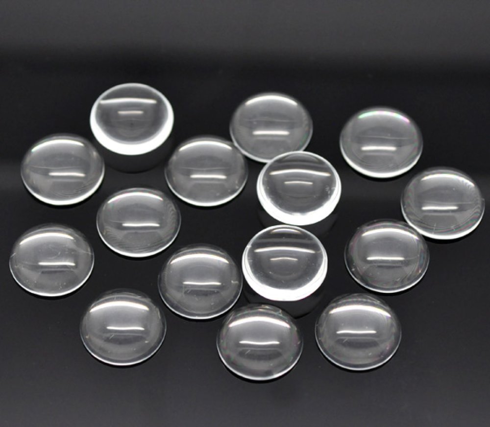 Cabochon Rond 16 mm en verre loupe transparent N&deg;06