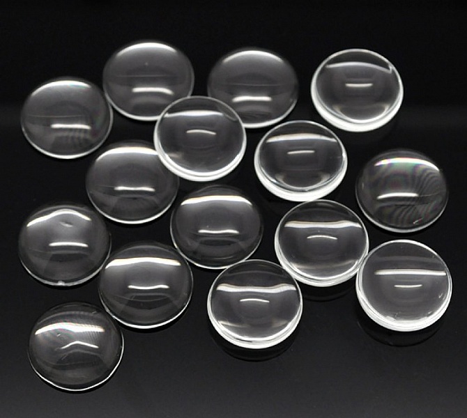 Cabochon Rond 18 mm en verre loupe transparent N&deg;07