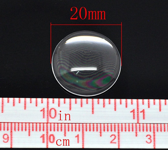 Cabochon Rond 20 mm en verre loupe transparent N&deg;08