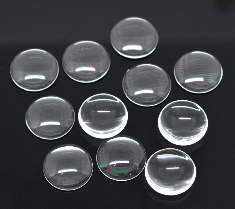 Cabochon Rond 20 mm en verre loupe transparent N&deg;08
