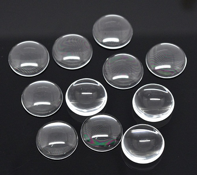 Cabochon Rond 20 mm en verre loupe transparent N&deg;08
