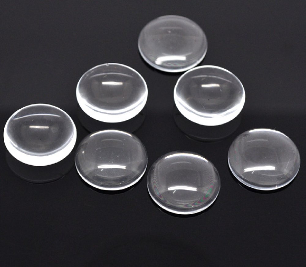 Cabochon Rond 25 mm en verre loupe transparent N&deg;11 &eacute;pais