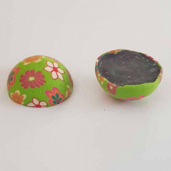 Cabochon p&acirc;te polym&egrave;re 20 mm Fleur Vert N&deg;01