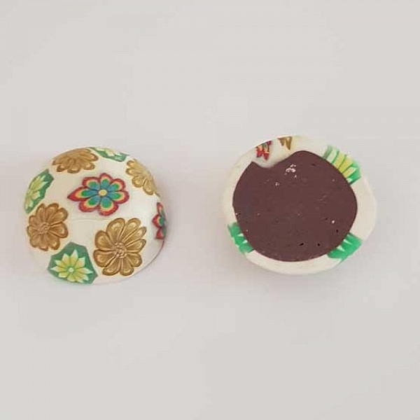 Cabochon p&acirc;te polym&egrave;re 20 mm Fleur Blanc N&deg;02