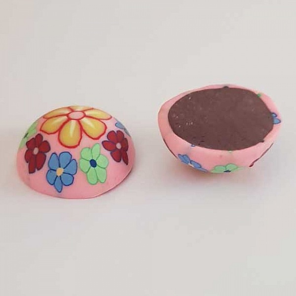 Cabochon p&acirc;te polym&egrave;re 20 mm Fleur Rose N&deg;03