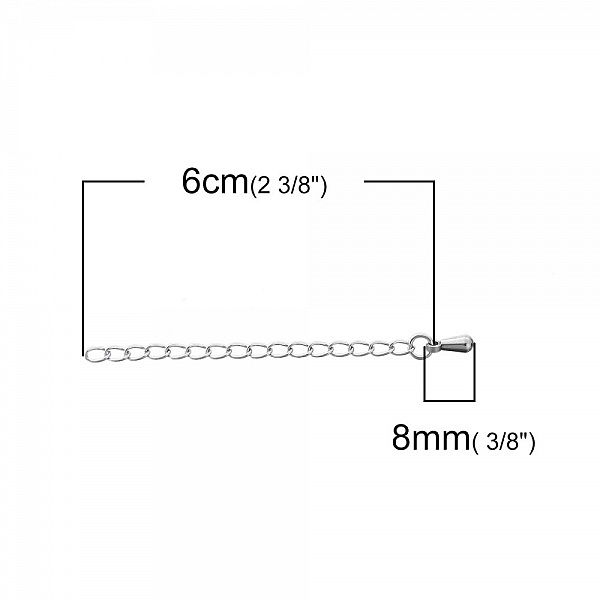 Cha&icirc;ne d'Extension Pour Collier Bracelet en Acier Inoxydable 6 cm N&deg;01