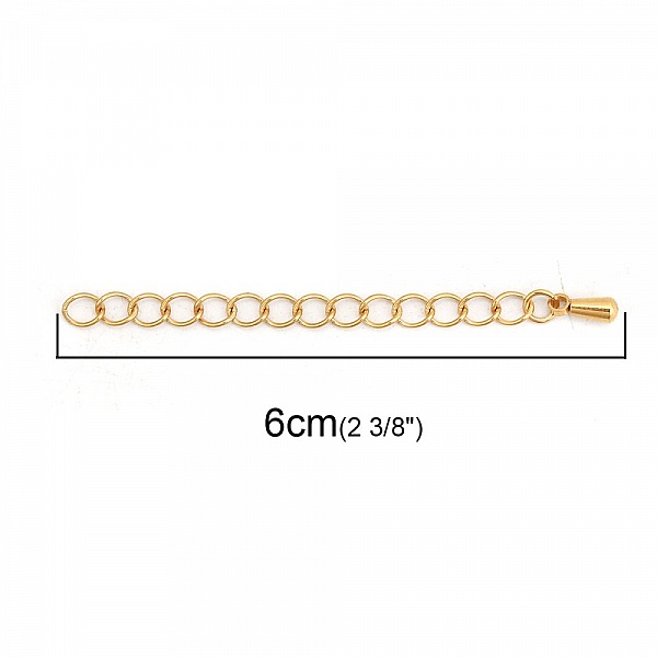 Cha&icirc;ne d'Extension Pour Collier Bracelet en Acier Inoxydable 6 cm N&deg;03 Dor&eacute;