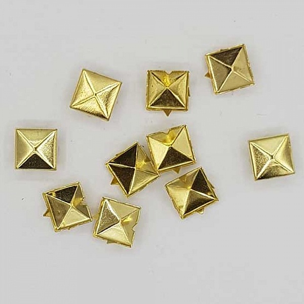 Clous rivet &agrave; griffes Carr&eacute; 08 mm Dor&eacute; 20 pi&egrave;ces