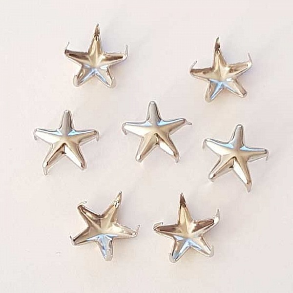 Clous rivet &agrave; griffes Etoile 10 mm Argent 10 pi&egrave;ces