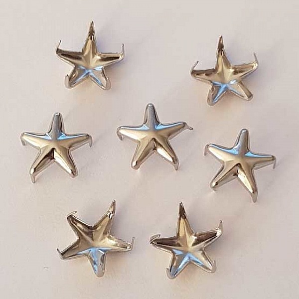 Clous rivet &agrave; griffes Etoile 10 mm Argent 10 pi&egrave;ces