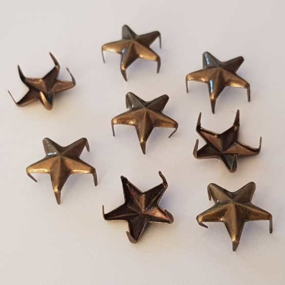 Clous rivet &agrave; griffes Etoile 11 mm Bronze x 10 pi&egrave;ces