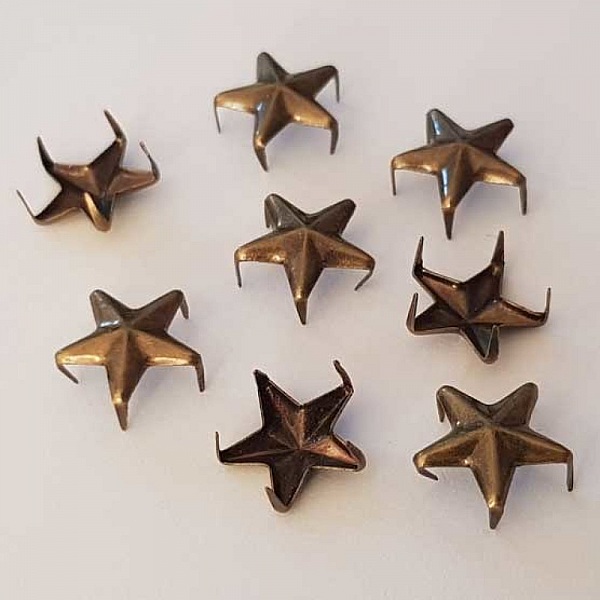 Clous rivet &agrave; griffes Etoile 11 mm Bronze x 10 pi&egrave;ces