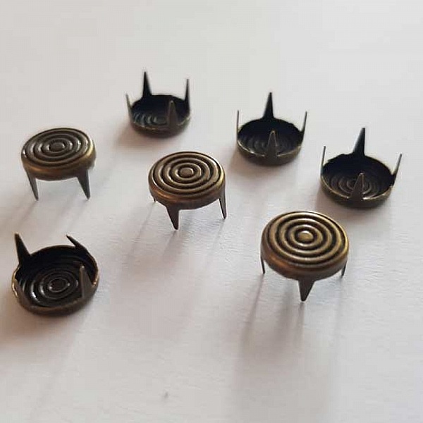 Clous rivet &agrave; griffes Rond 09 mm Bronze 20 pi&egrave;ces