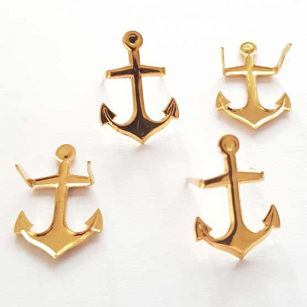 Clous rivet &agrave; griffes Ancre 21 mm Dor&eacute; 10 pi&egrave;ces