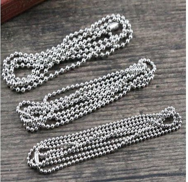 Collier N&deg;03 cha&icirc;ne boule 304 acier inoxydable de 70 cm - 2.4mm